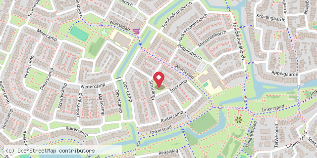 Een kaart met de locatie van Minibieb Strocamp