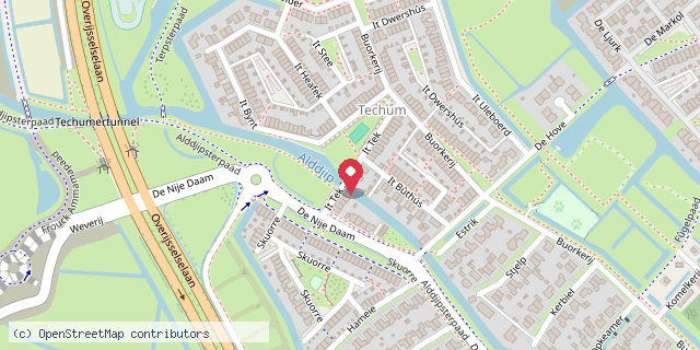Een kaart met de locatie van Minibieb Techum