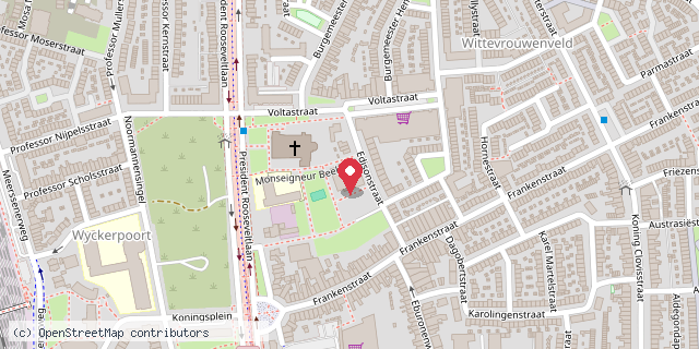 Een kaart met de locatie van Minibieb Trefcentrum WWV