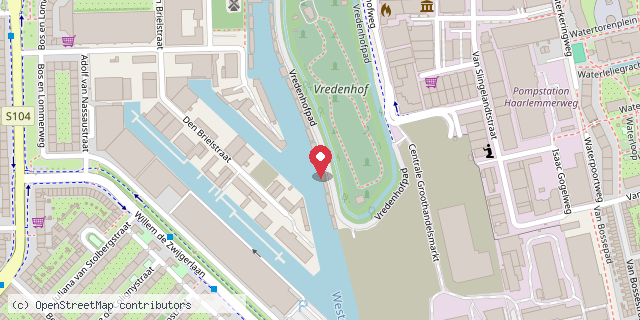 Een kaart met de locatie van Minibieb Vredenhofpad