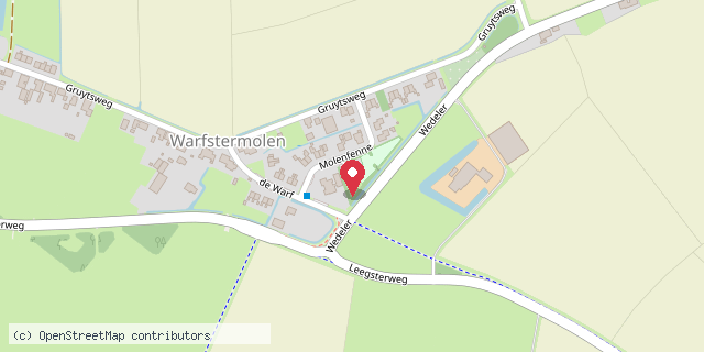 Een kaart met de locatie van Minibieb Warfstermûne