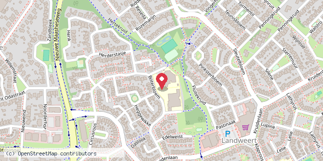 Een kaart met de locatie van Montessori Zwerfboekhoek