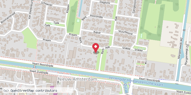 Een kaart met de locatie van Nieuw-Amsterdam