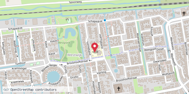 Een kaart met de locatie van OBS De Driemaster Westwijk