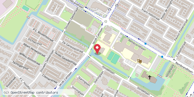 Een kaart met de locatie van OBS De Viermaster