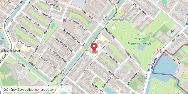 Een kaart met de locatie van OBS de Wilgenstam