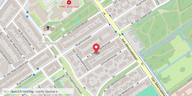 Een kaart met de locatie van Onze minibieb