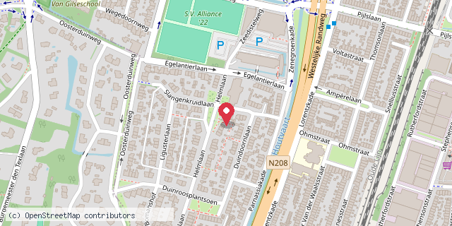 Een kaart met de locatie van Oosterduin