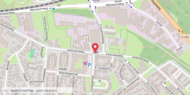 Een kaart met de locatie van Parkstad (pre)logopedie en dyslexie