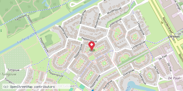 Een kaart met de locatie van Peppengouw Minibieb
