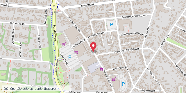 Een kaart met de locatie van Purper
