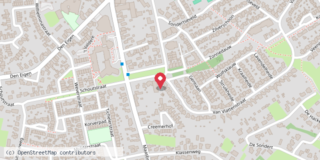 Een kaart met de locatie van Reach Up