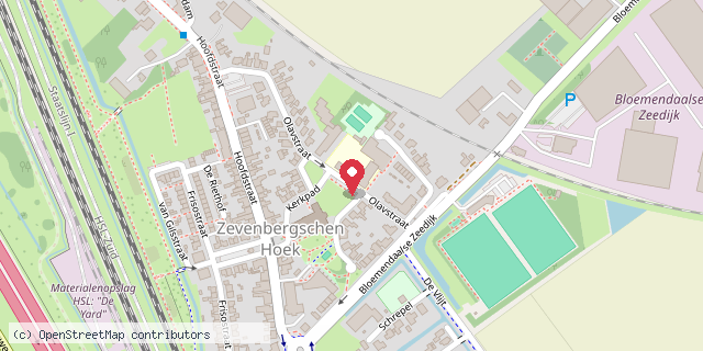Een kaart met de locatie van RKBS De Hoeksteen