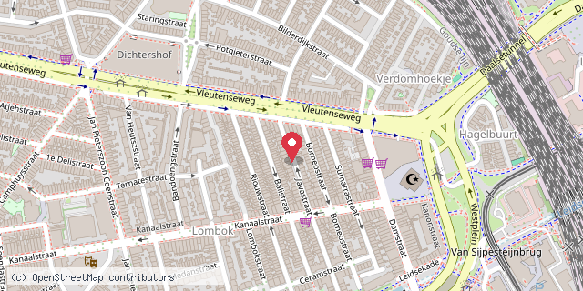 Een kaart met de locatie van Ruilkast Javastraat
