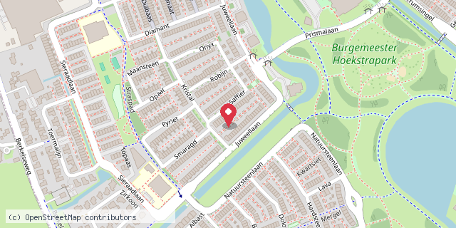 Een kaart met de locatie van Saffier 26-28, 2719 SM Zoetermeer
