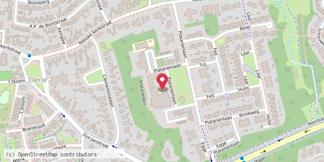 Een kaart met de locatie van SEVERINUS - SAMSAM, PLATANENLAAN 28, VELDHOVEN