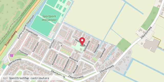 Een kaart met de locatie van speeltuin de duinrand