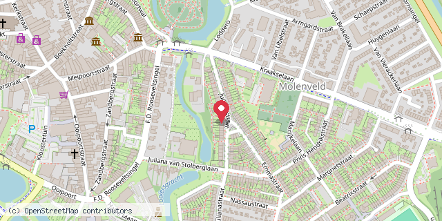 Een kaart met de locatie van Speeltuin Kindervreugd