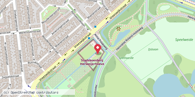 Een kaart met de locatie van Stadsboerderij de Herweijerhoeve