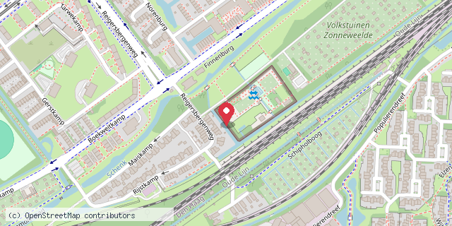 Een kaart met de locatie van Stadsboerderij de Reigershof