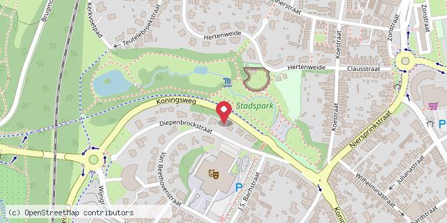 Een kaart met de locatie van Stadspark Kerkrade
