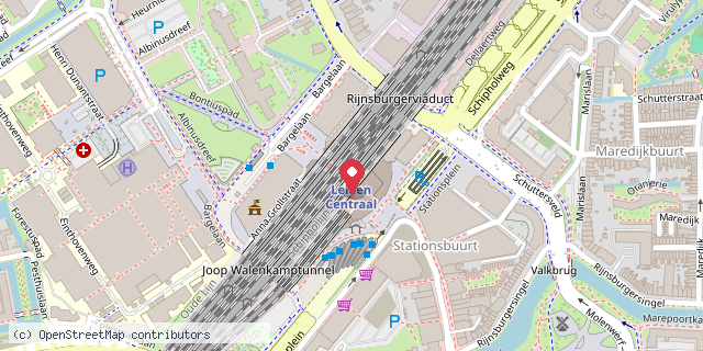 Een kaart met de locatie van Starbucks Leiden