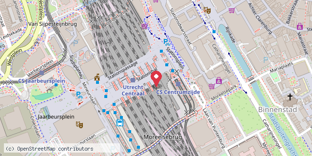 Een kaart met de locatie van Station Utrecht Centraal