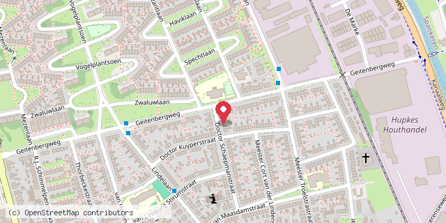 Een kaart met de locatie van Stichting Uit De Brand DBD