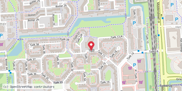 Een kaart met de locatie van Tjalk Bovenbouw