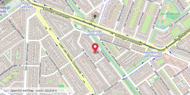 Een kaart met de locatie van Tollenskade 32