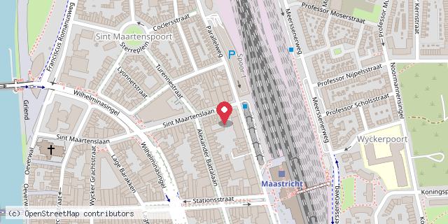 Een kaart met de locatie van Townhouse Designhotel Maastricht