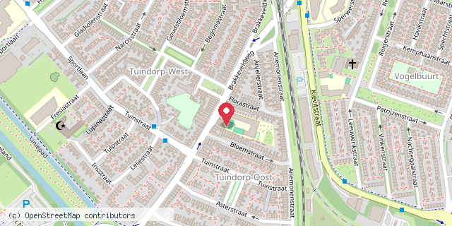 Een kaart met de locatie van Tuindorpschool