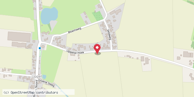 Een kaart met de locatie van Uppelsehoek
