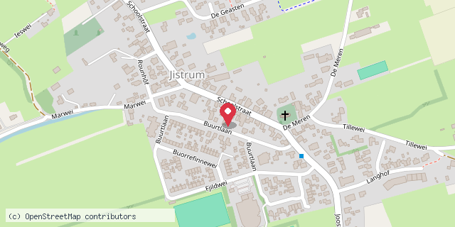 Een kaart met de locatie van Us Hûs