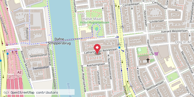 Een kaart met de locatie van Utrecht Oog in Al