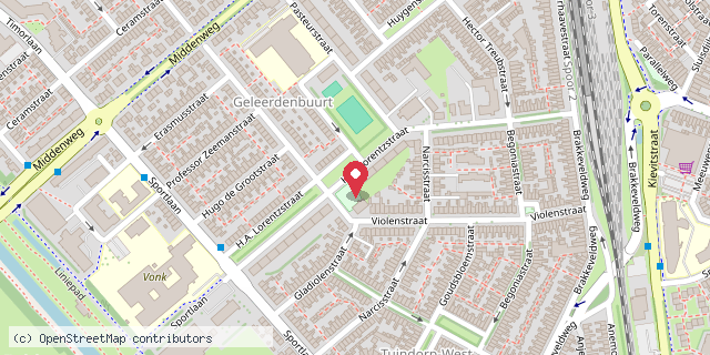 Een kaart met de locatie van Violenstraat