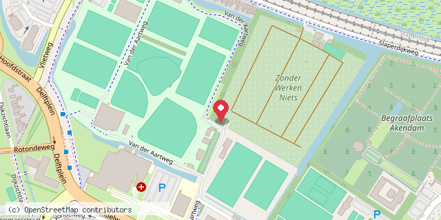Een kaart met de locatie van Volkstuincomplex Zonder Werken Niets