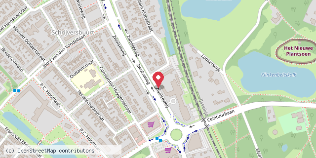 Een kaart met de locatie van Wijkcentrum Bij de Halte