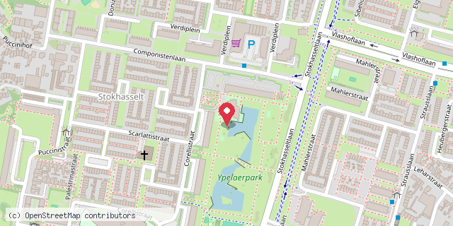 Een kaart met de locatie van Wijkcentrum de Ypelaer