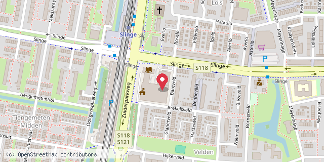 Een kaart met de locatie van Wijkteam Zuidplein/Carnisse