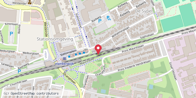 Een kaart met de locatie van Wilhelminibieb Harderwijk