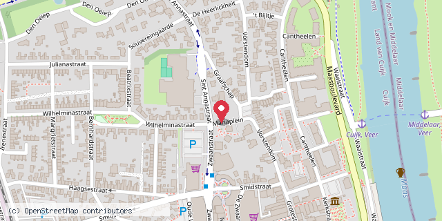 Een kaart met de locatie van XXS Kinderopvang Cuijk