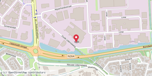 Een kaart met de locatie van XXS Kinderopvang Uden