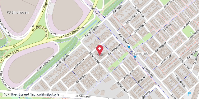 Een kaart met de locatie van Zandzwaluw