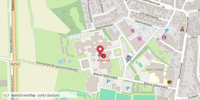 Een kaart met de locatie van Zorgsaam Minibieb Oostburg