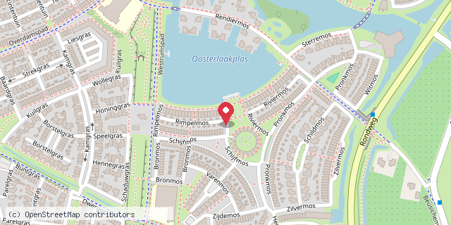 Een kaart met de locatie van Minibibliotheek Het Mos