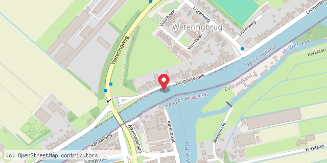 Een kaart met de locatie van Mini bieb Weteringbrug