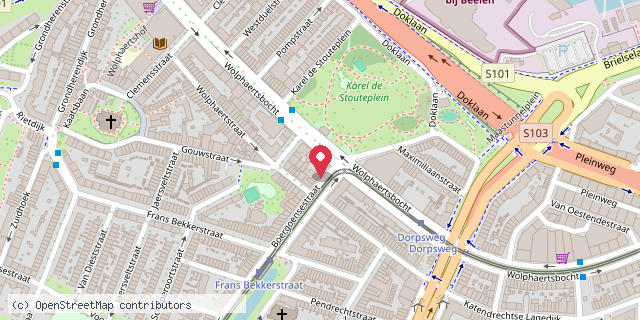 Een kaart met de locatie van Stichting Kick