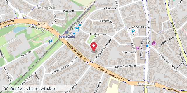 Een kaart met de locatie van Minibieb Buntweg Soest