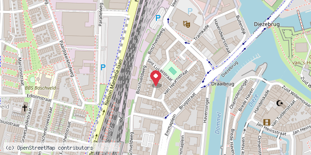 Een kaart met de locatie van Meriel Hofland
